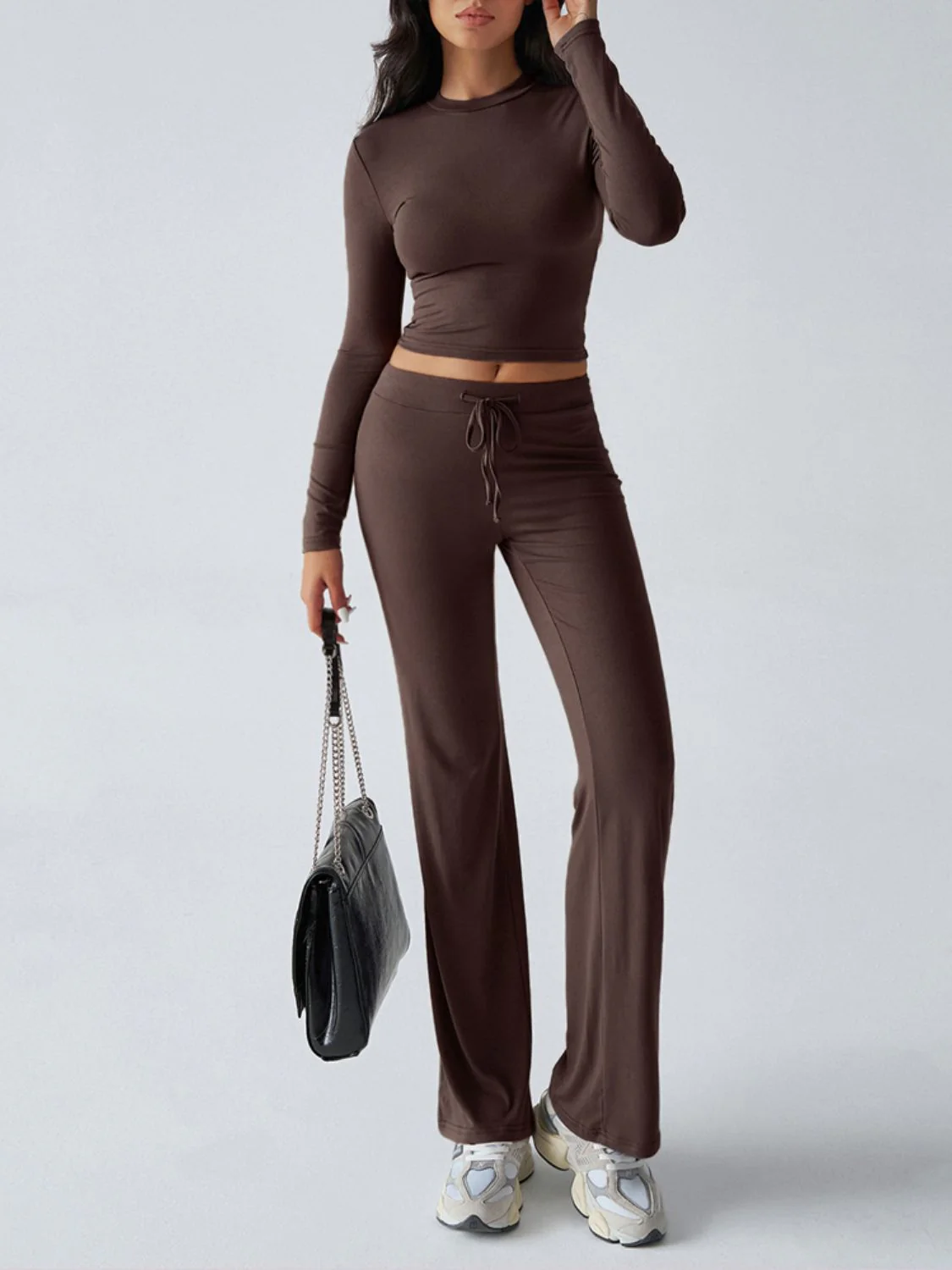 Devine Round Neck Long Sleeve Top and Drawstring Pants Set - Image 4