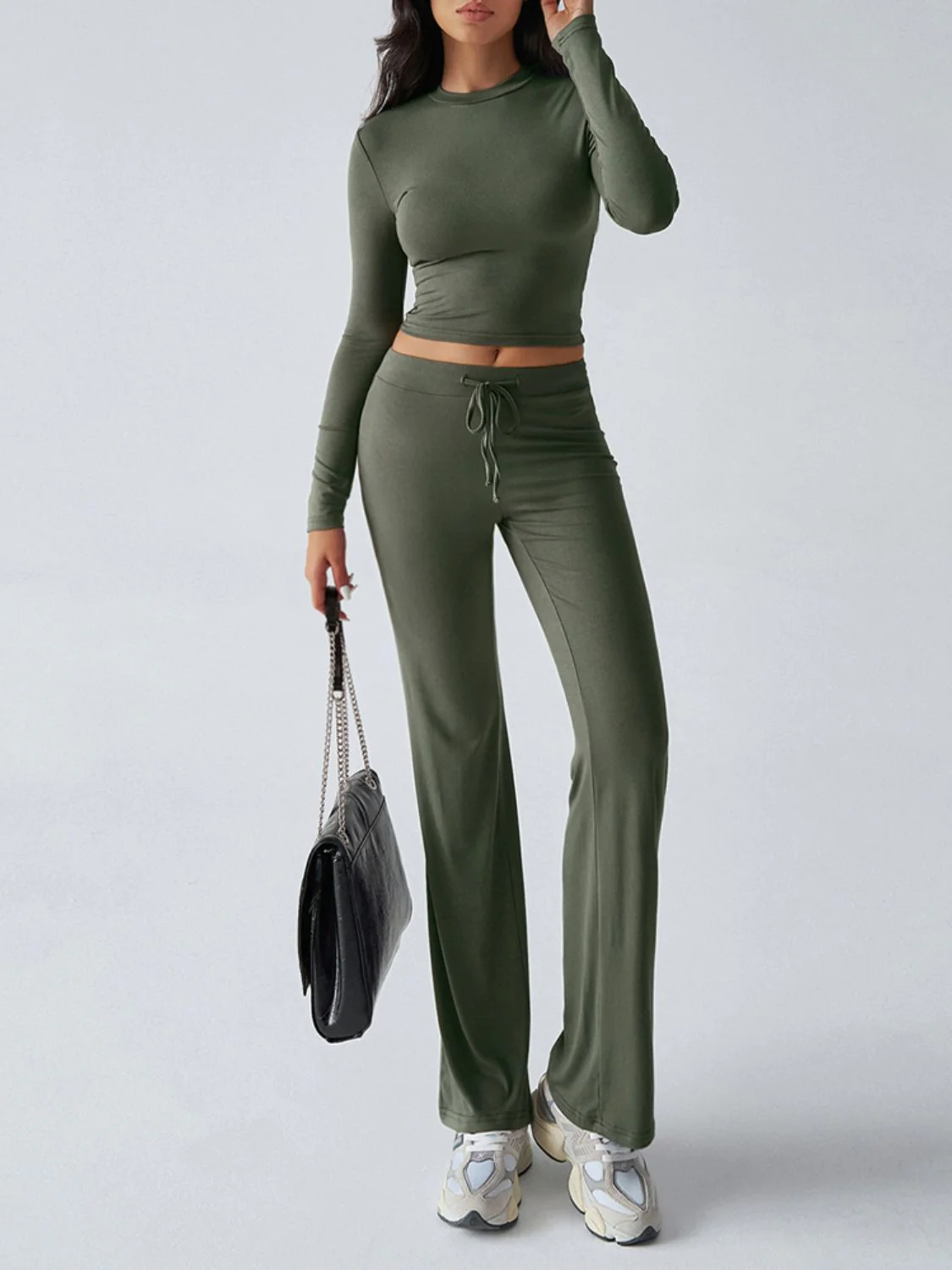 Devine Round Neck Long Sleeve Top and Drawstring Pants Set - Image 7