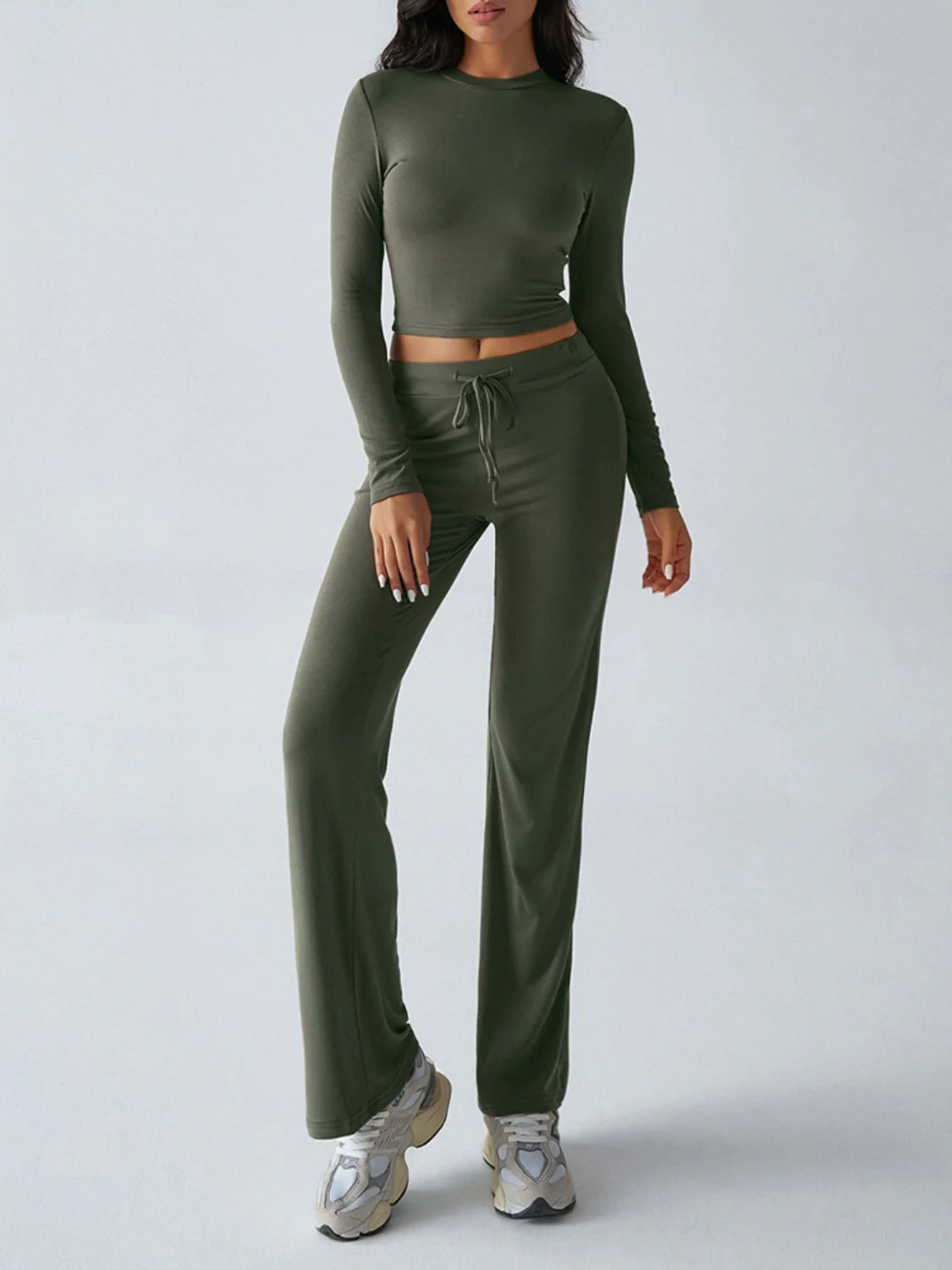 Devine Round Neck Long Sleeve Top and Drawstring Pants Set - Image 8