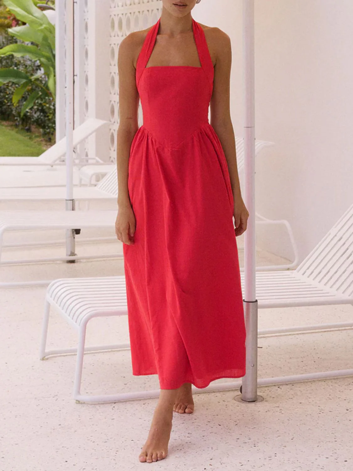 Devine Ruched Halter Neck Midi Dress - Image 15