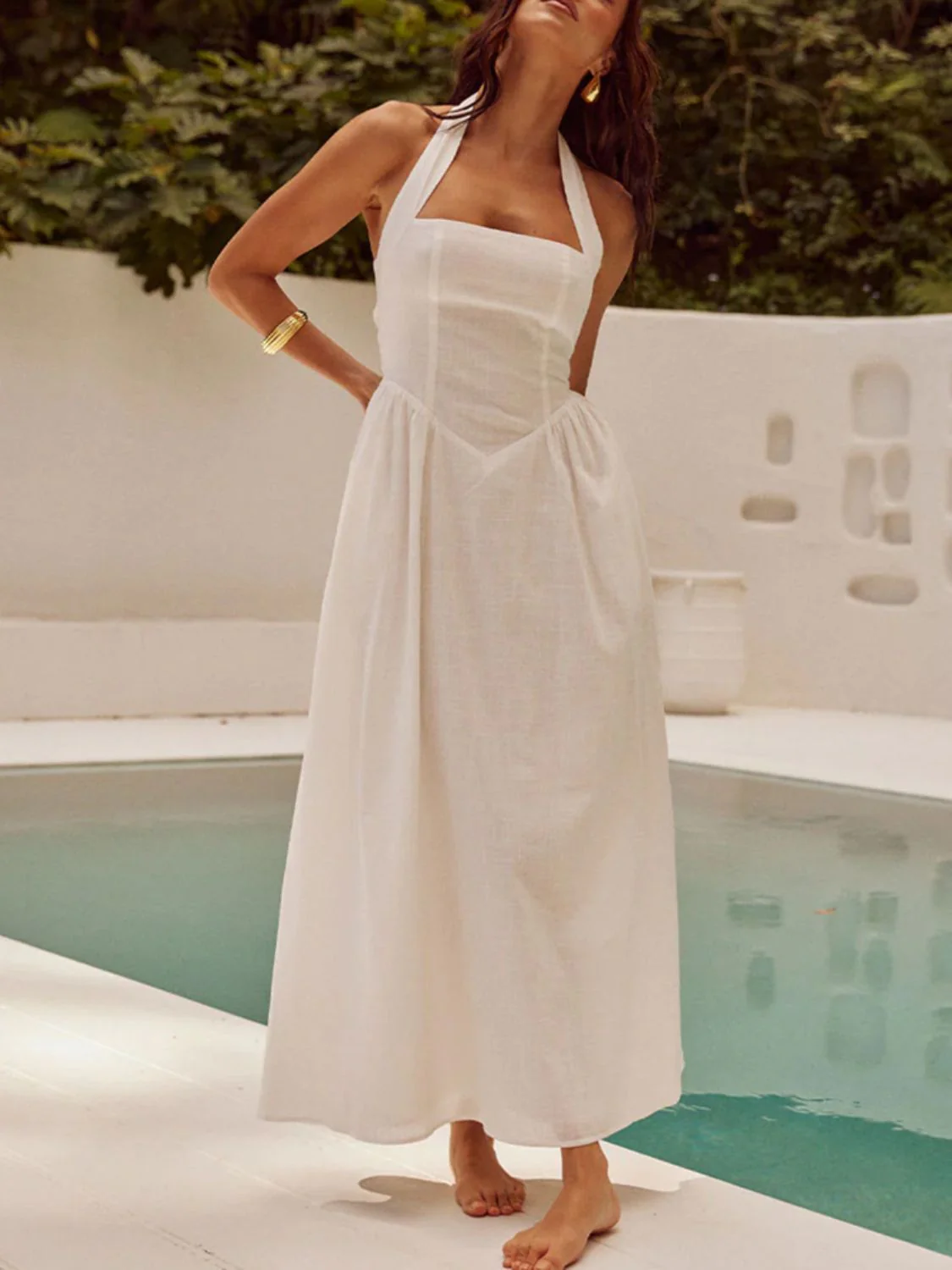 Devine Ruched Halter Neck Midi Dress - Image 5