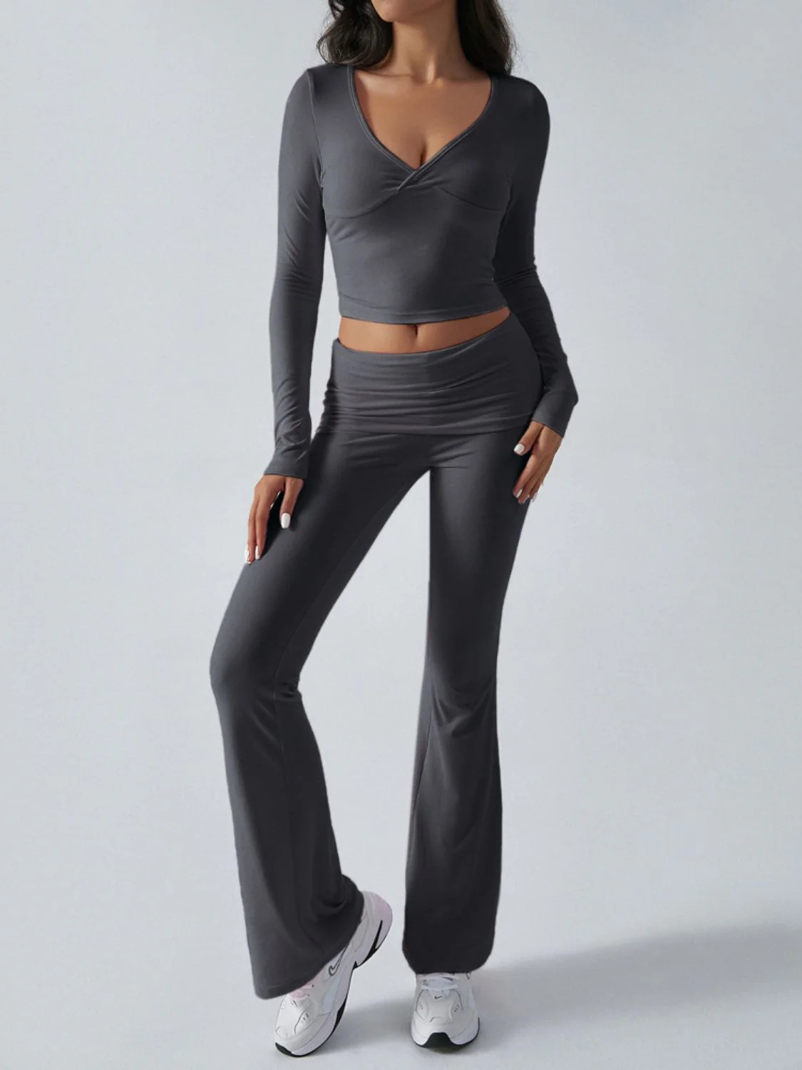 Devine Ruched Long Sleeve Top and Pants Set - Image 6
