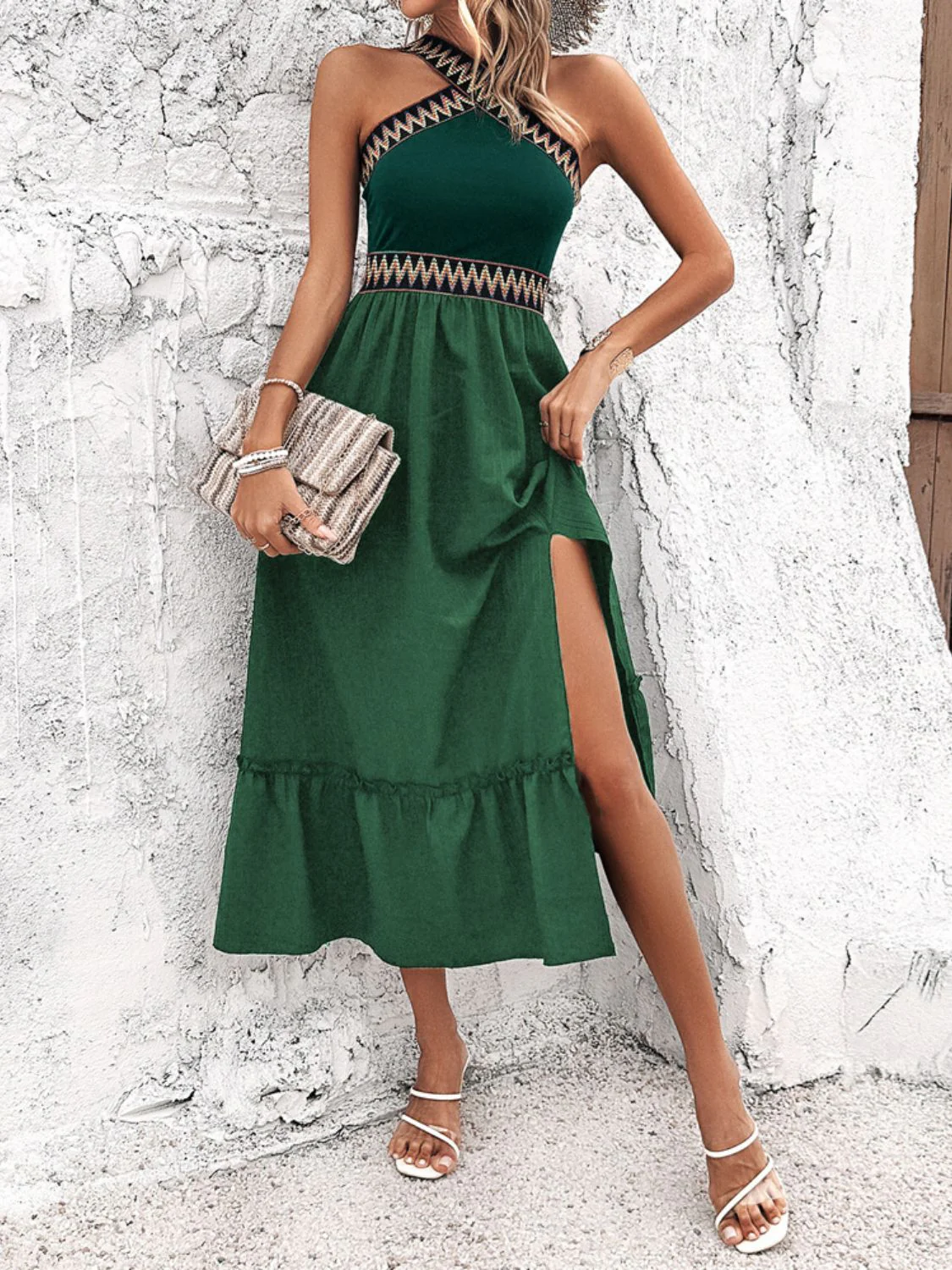 Devine Ruffled Slit Sleeveless Midi Dress - Image 10