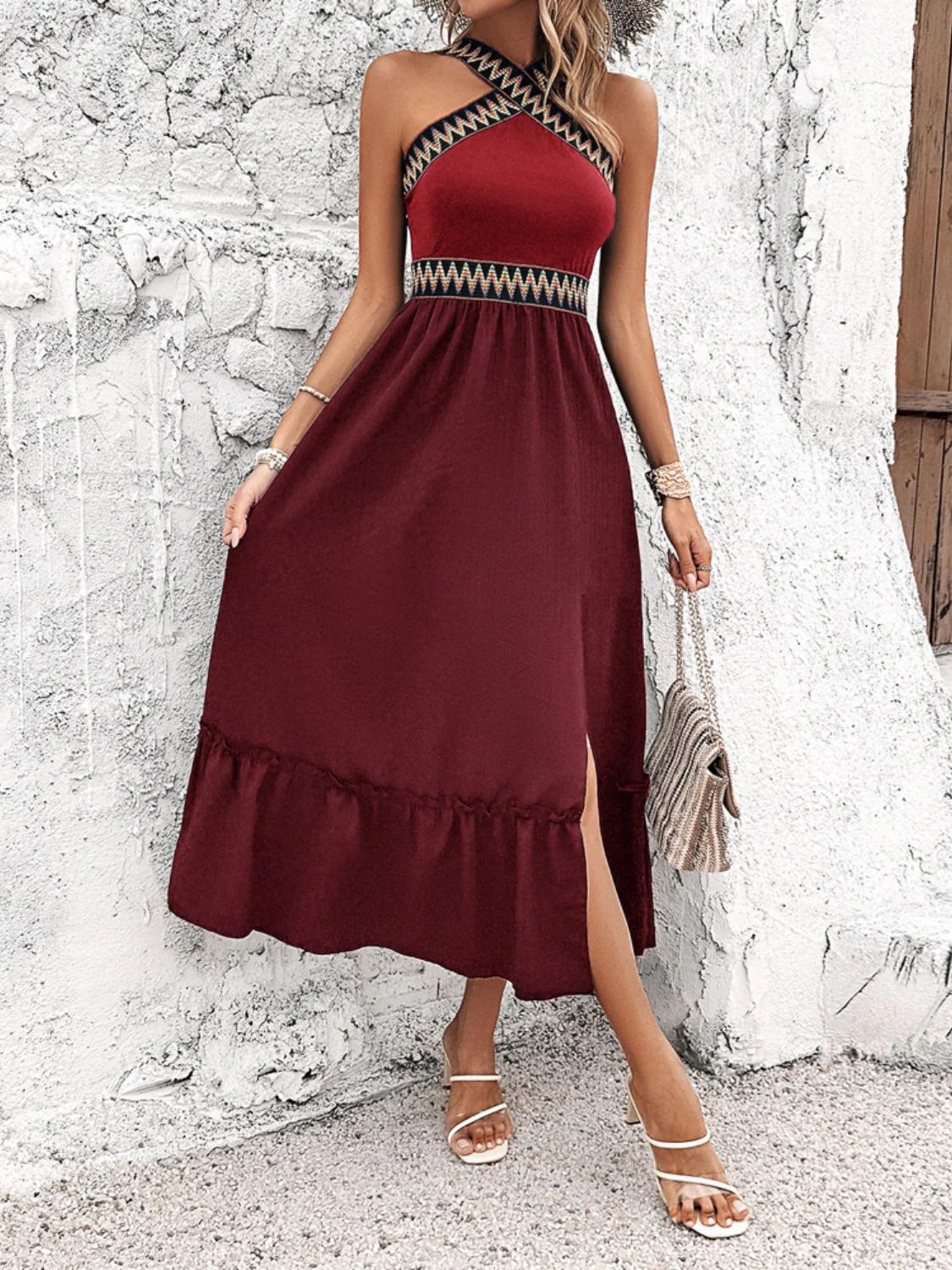 Devine Ruffled Slit Sleeveless Midi Dress - Image 13