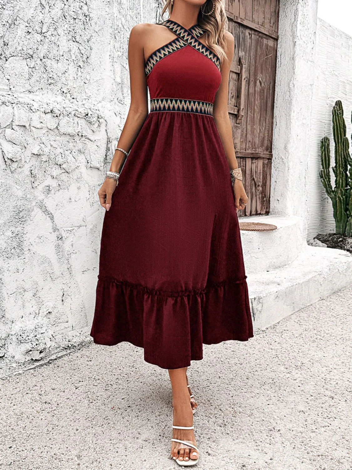 Devine Ruffled Slit Sleeveless Midi Dress - Image 15