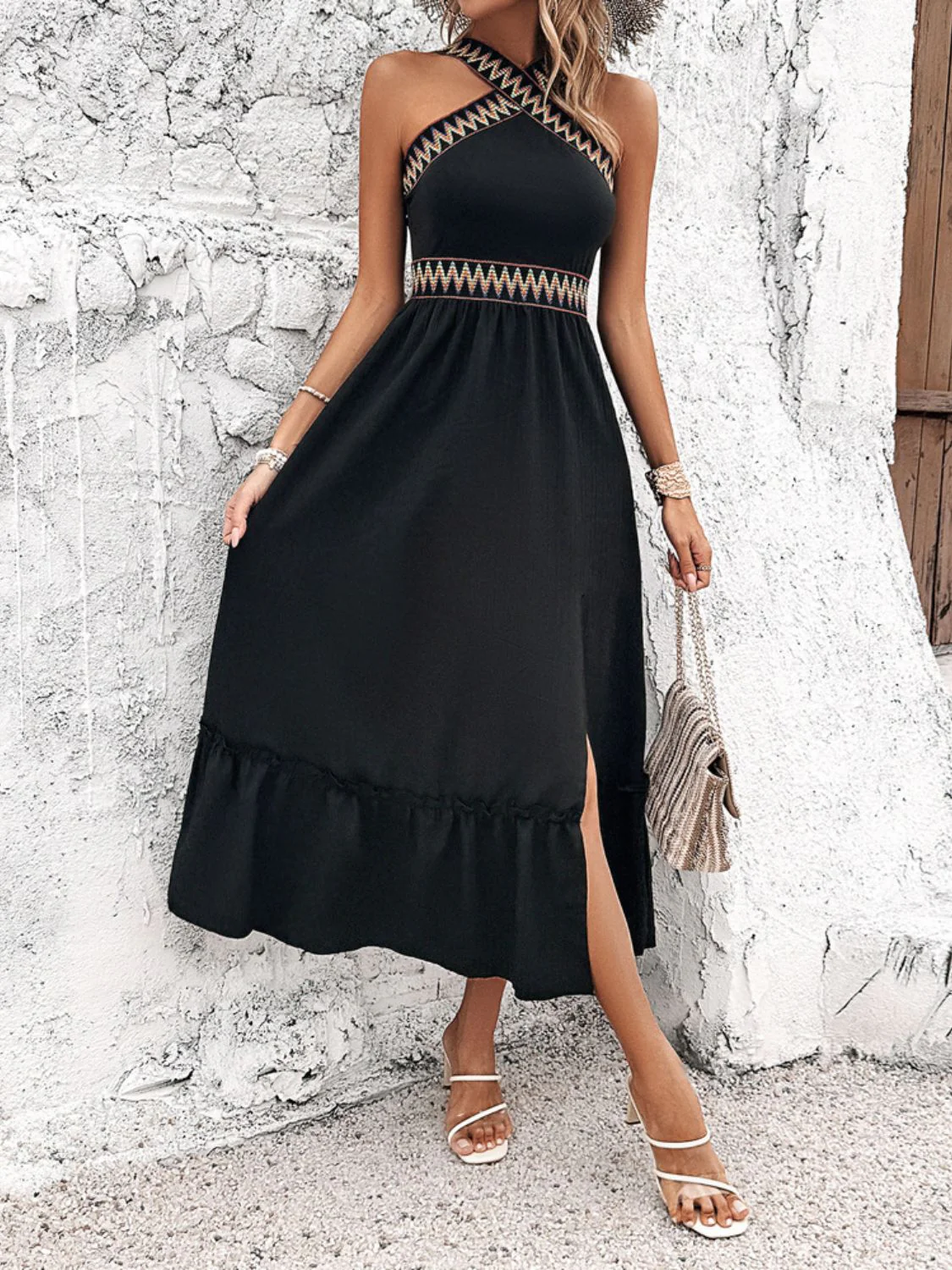 Devine Ruffled Slit Sleeveless Midi Dress - Image 2