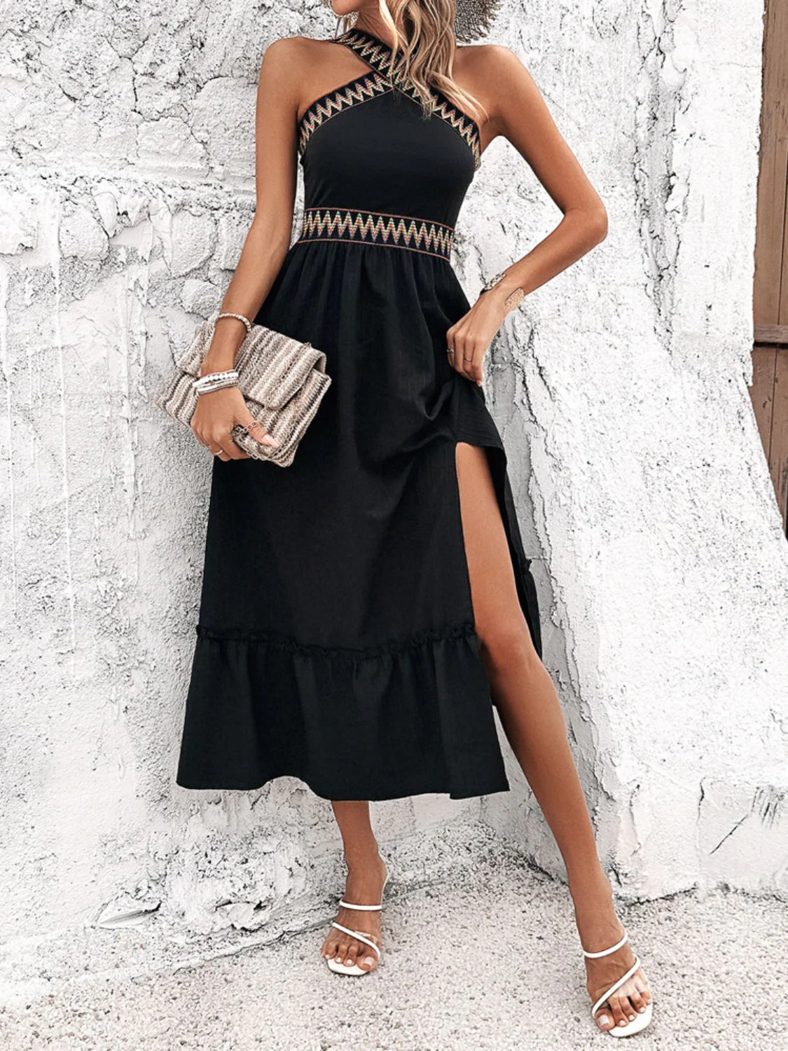 Devine Ruffled Slit Sleeveless Midi Dress - Image 4