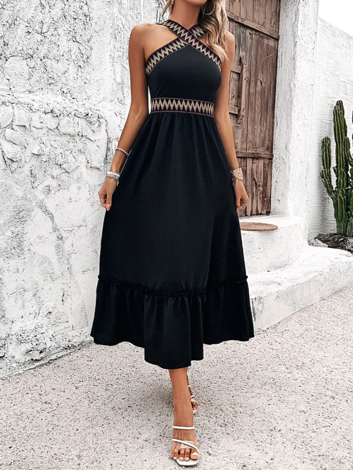 Devine Ruffled Slit Sleeveless Midi Dress - Image 6