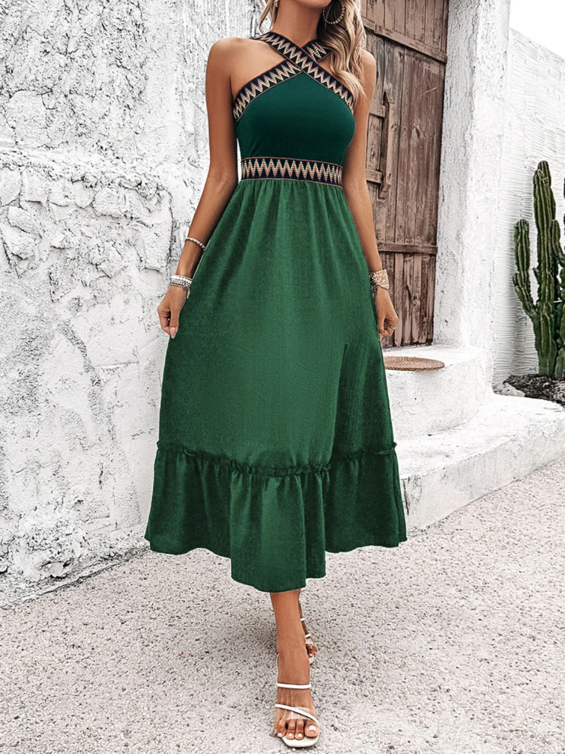 Devine Ruffled Slit Sleeveless Midi Dress - Image 7