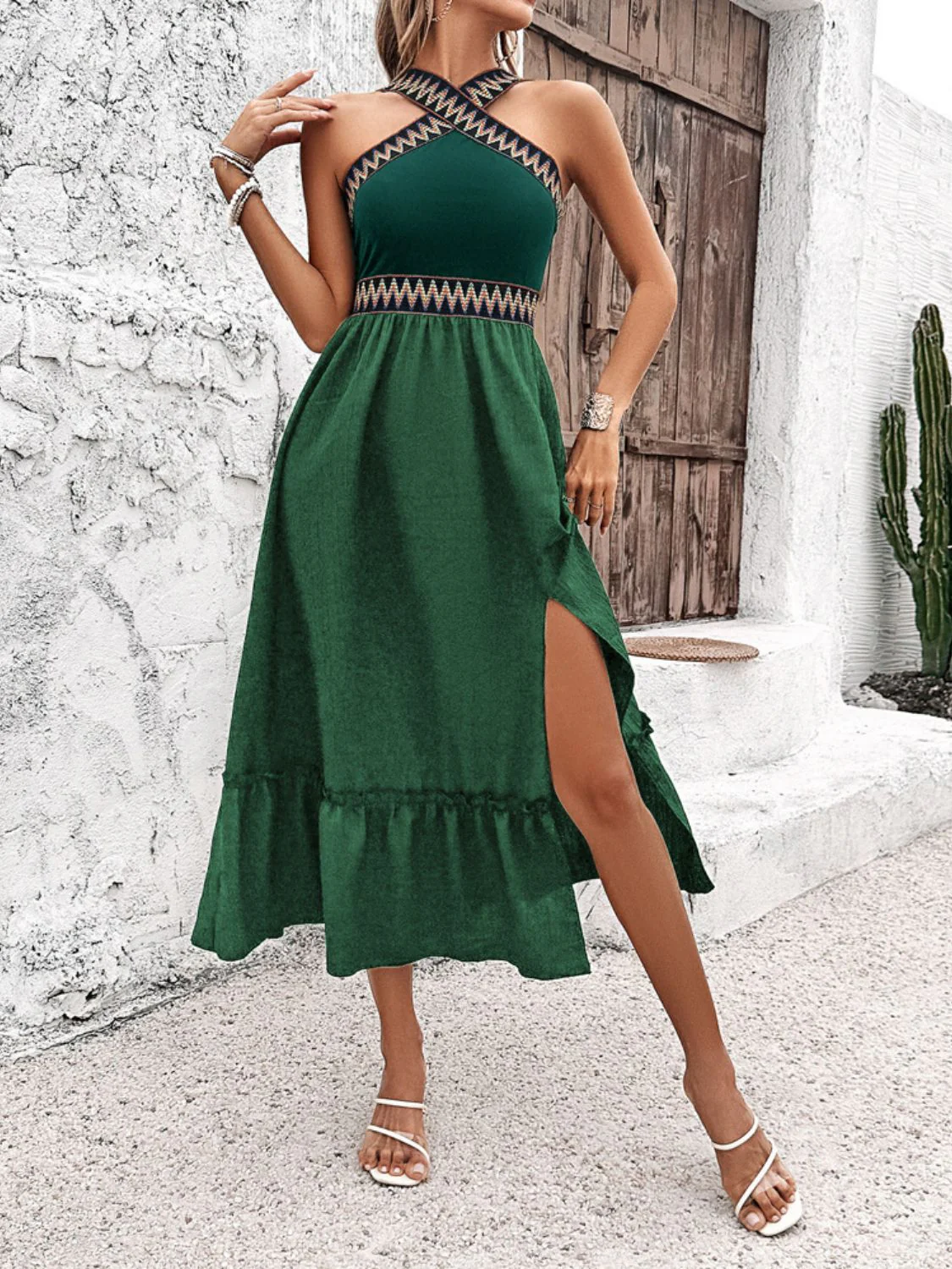 Devine Ruffled Slit Sleeveless Midi Dress - Image 8