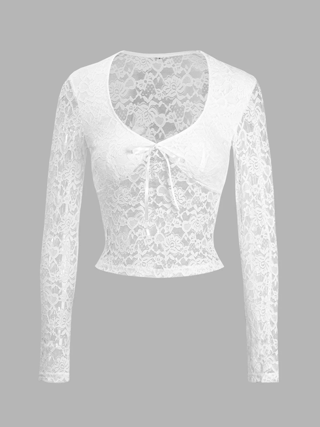 Devine Scoop Neck Long Sleeve Lace Top - Image 9