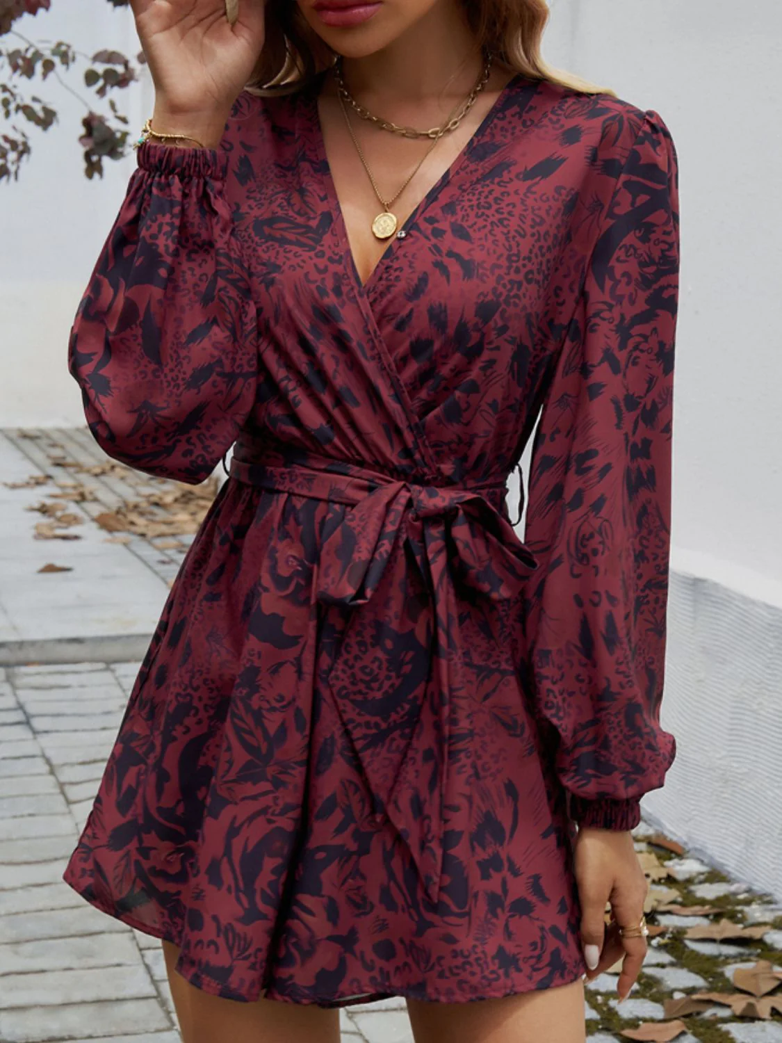 Devine Tied Surplice Long Sleeve Romper - Image 7