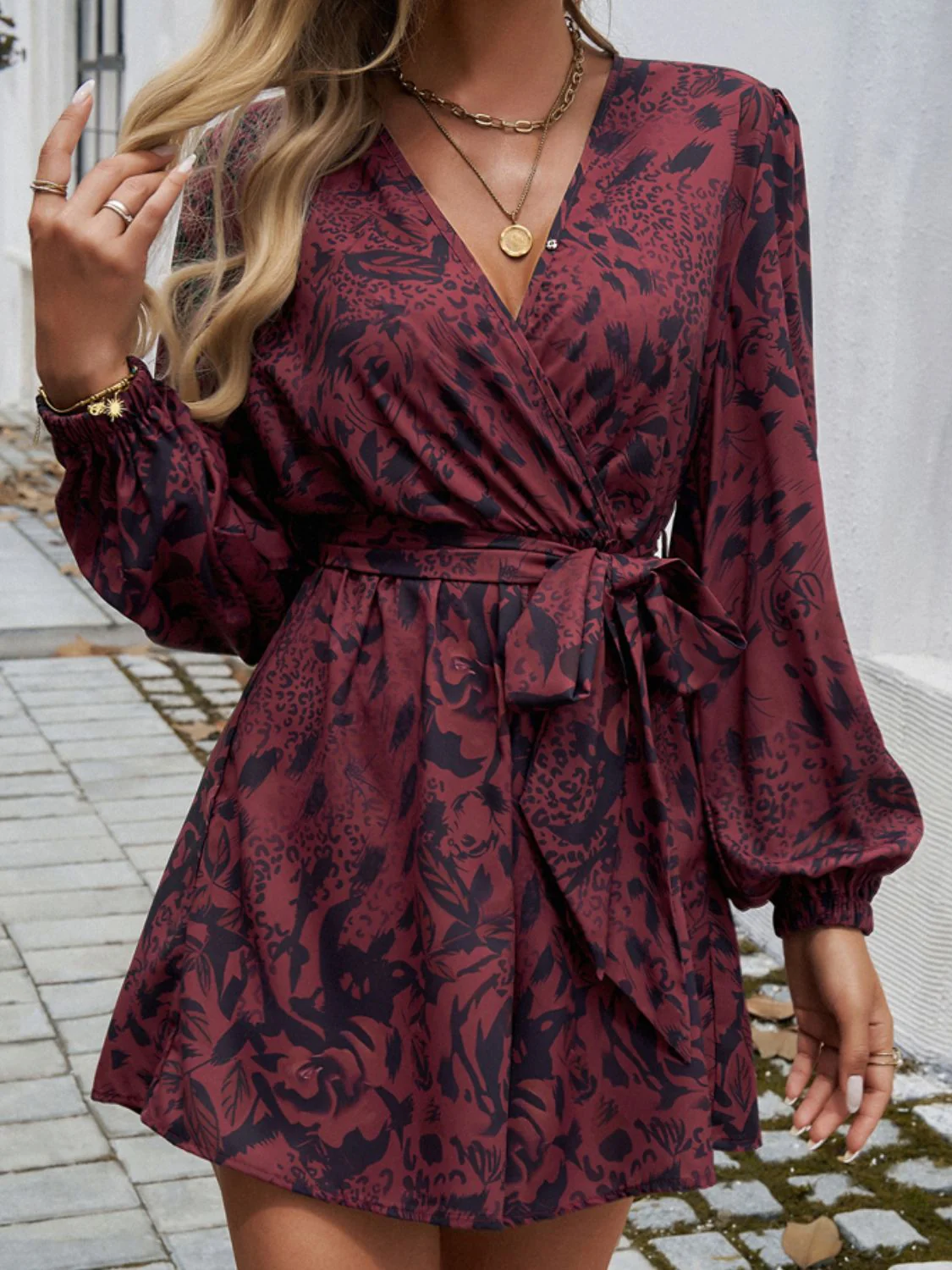 Devine Tied Surplice Long Sleeve Romper - Image 9
