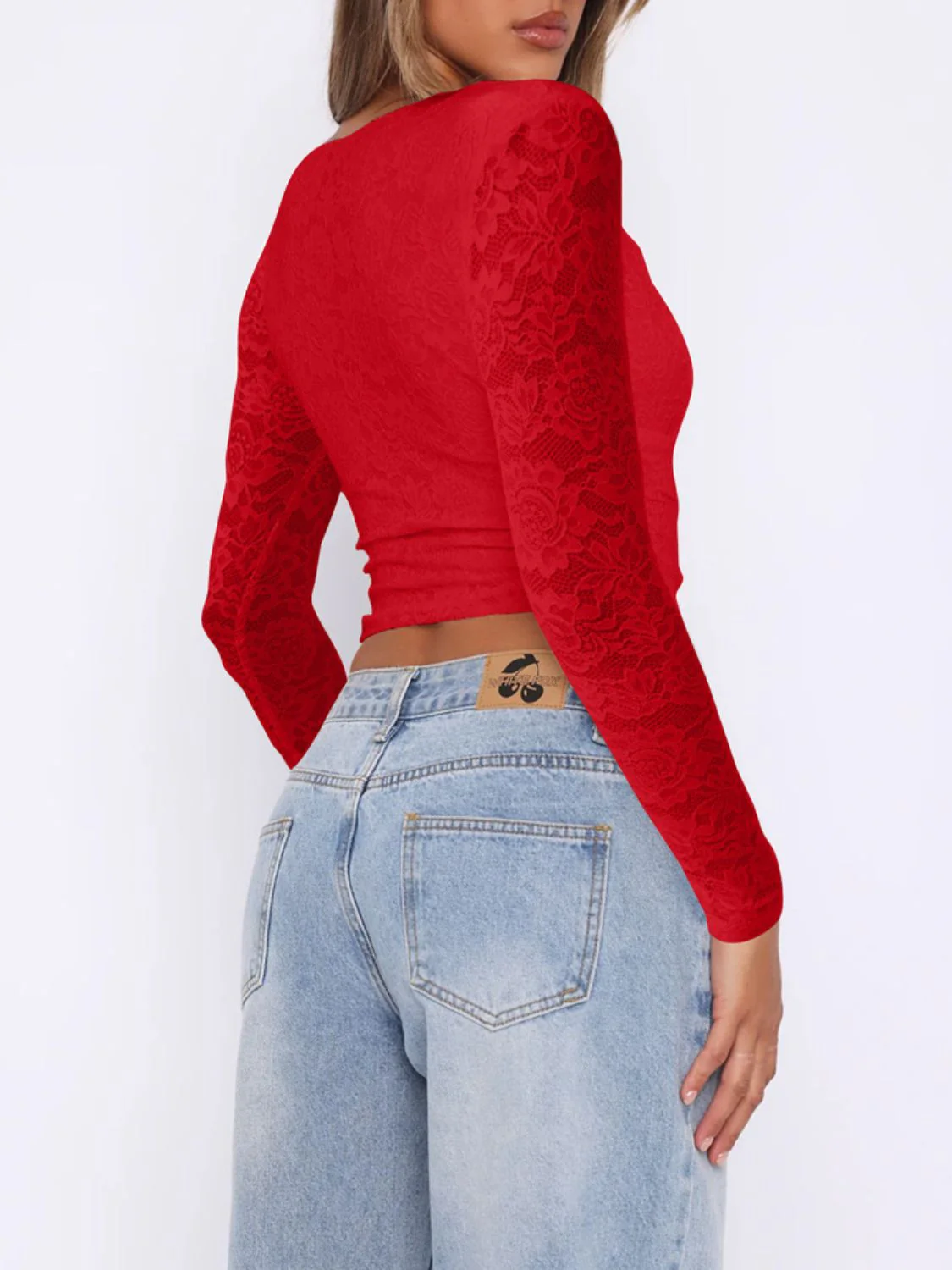 Devine V-Neck Long Sleeve Lace Top - Image 10