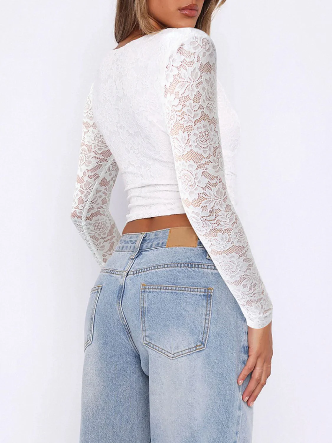 Devine V-Neck Long Sleeve Lace Top - Image 2