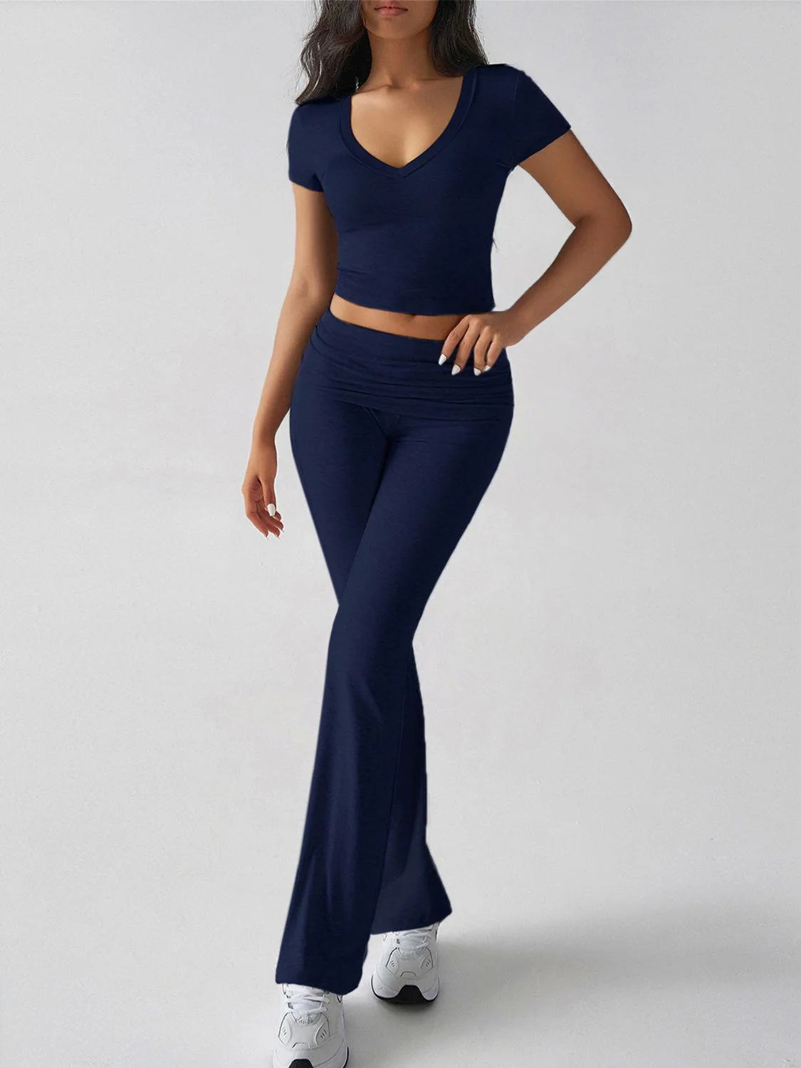 Devine V-Neck Top and Bootcut Leggings Set - Image 17