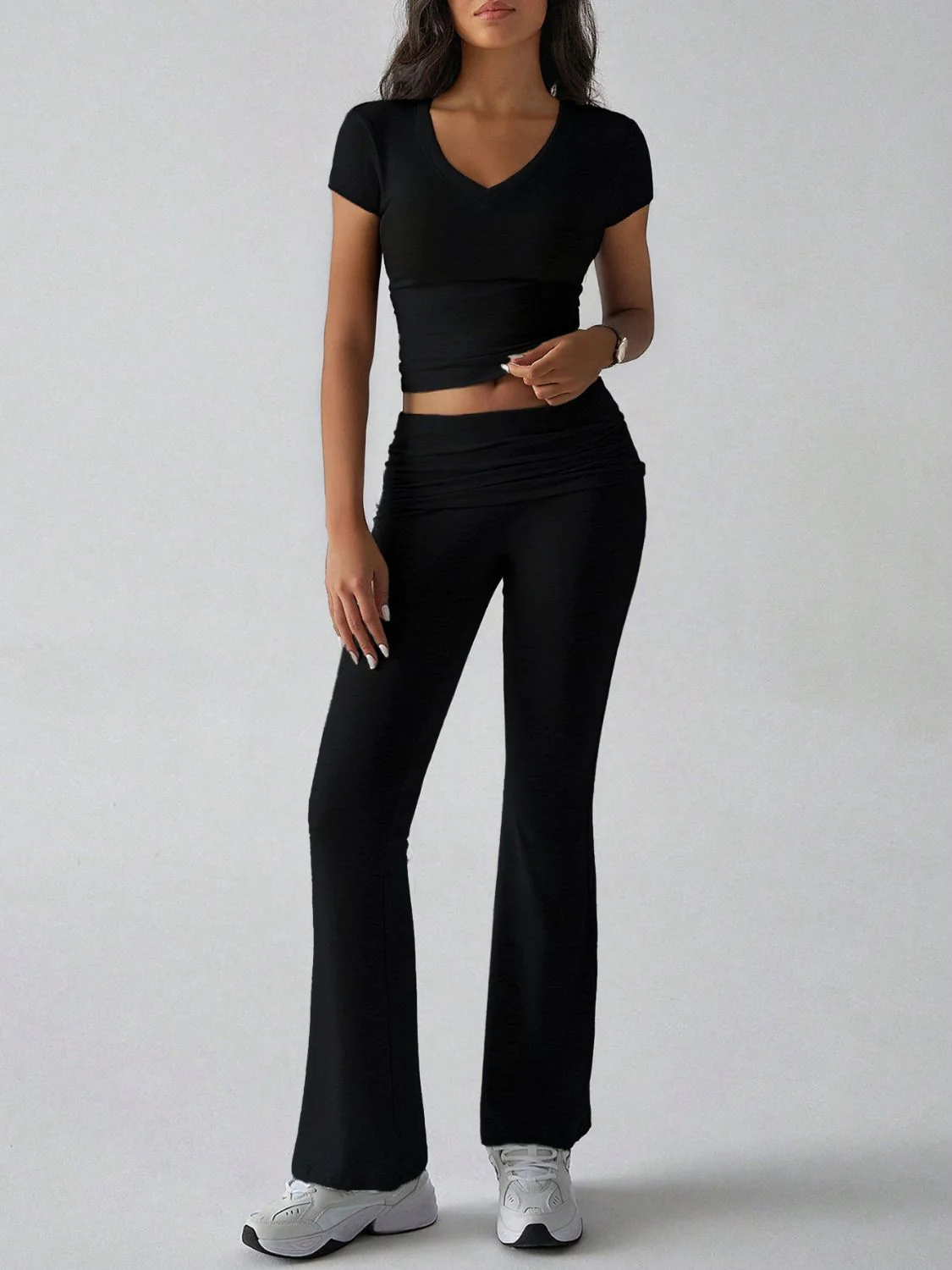 Devine V-Neck Top and Bootcut Leggings Set - Image 5