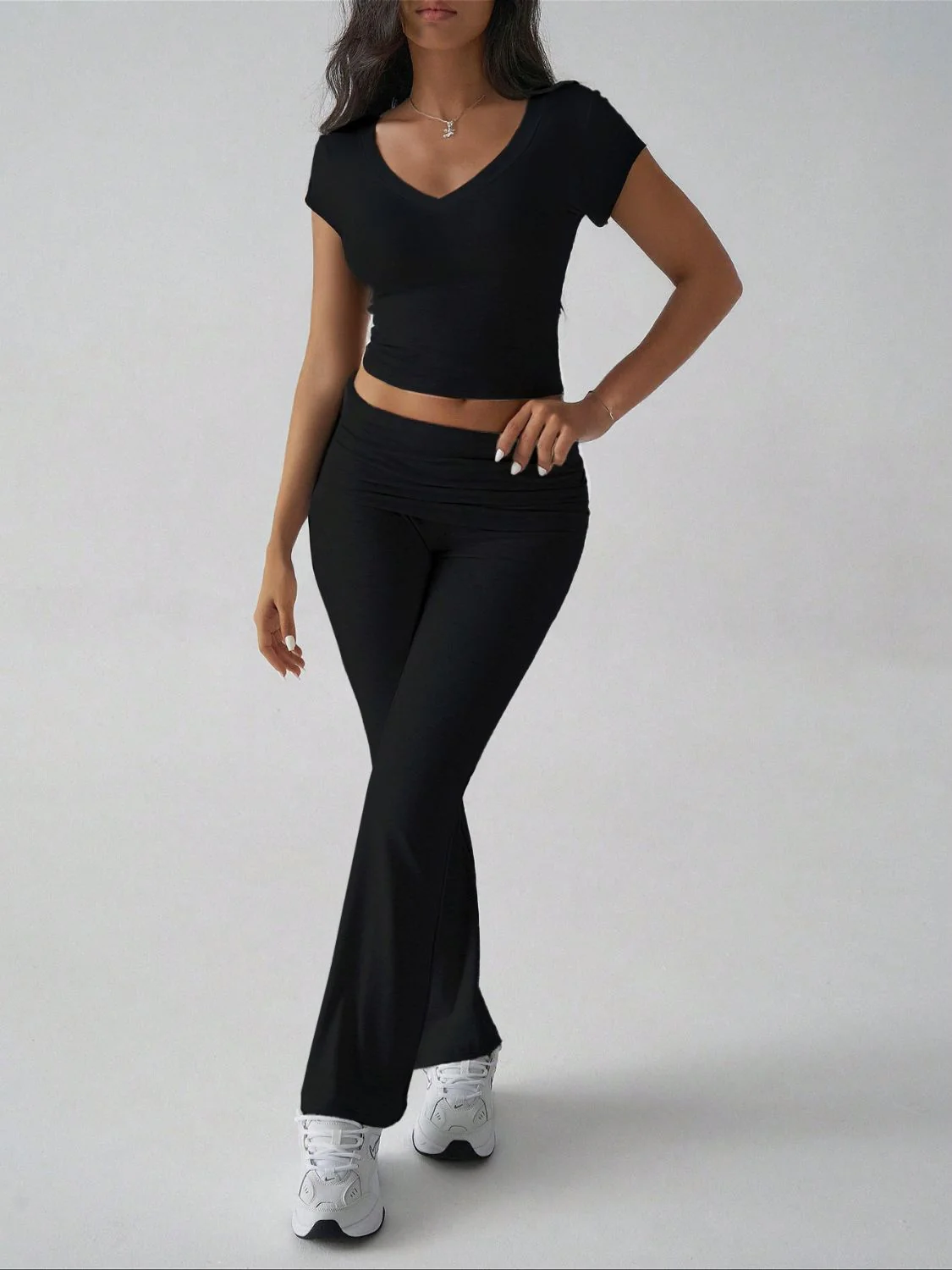 Devine V-Neck Top and Bootcut Leggings Set - Image 6
