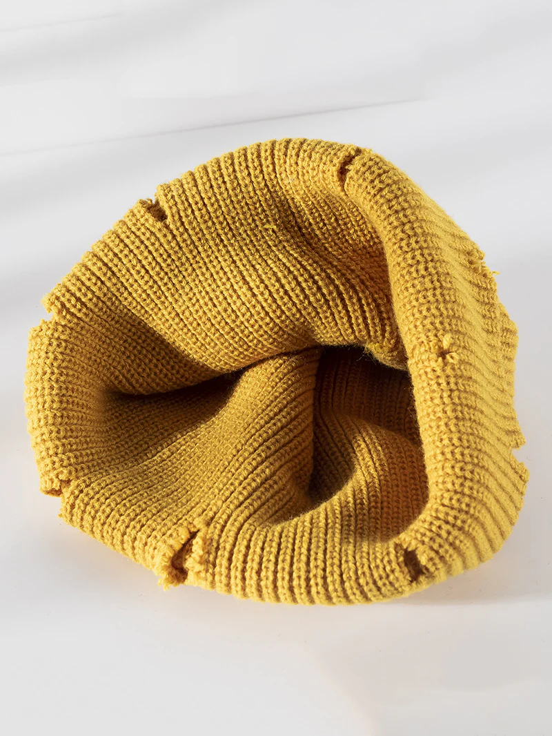 Distressed Cuffed Knit Hat - Image 2