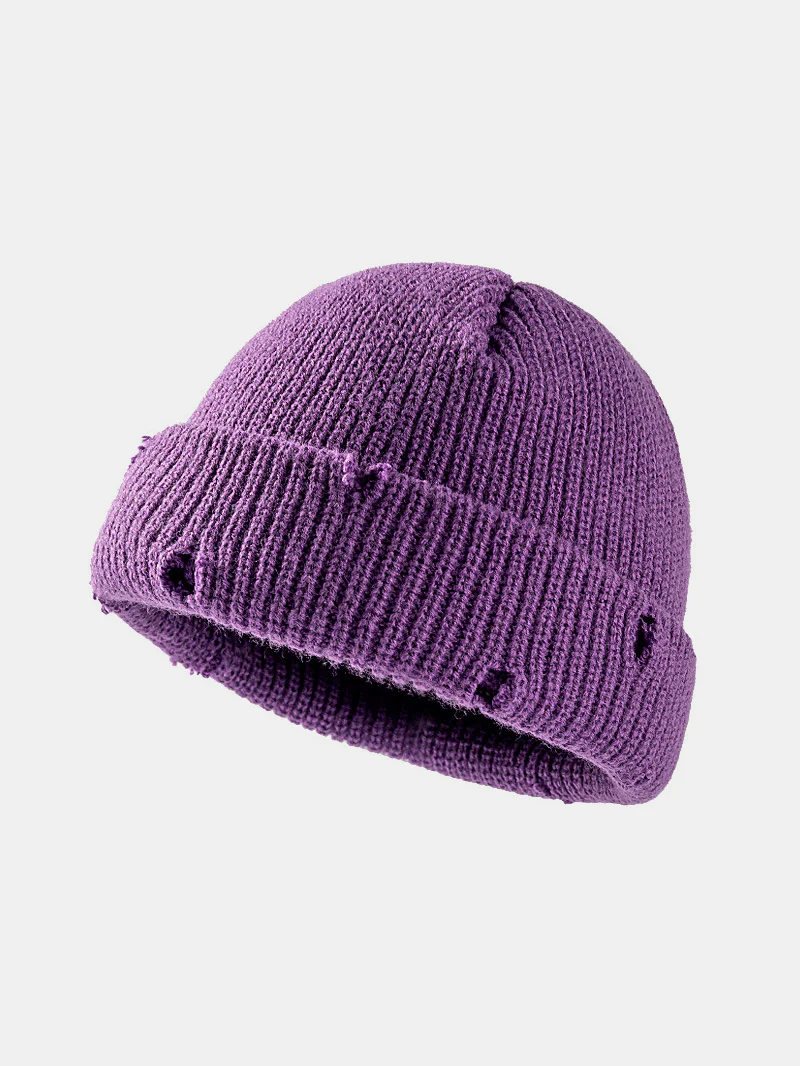 Distressed Cuffed Knit Hat - Image 7