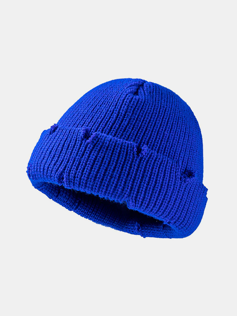Distressed Cuffed Knit Hat - Image 8