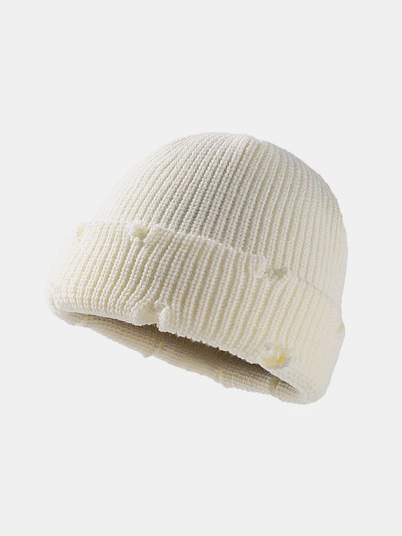Distressed Cuffed Knit Hat - Image 9