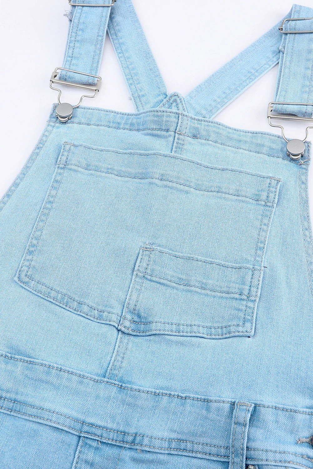 Distressed Denim Overalls with Pockets - Image 5
