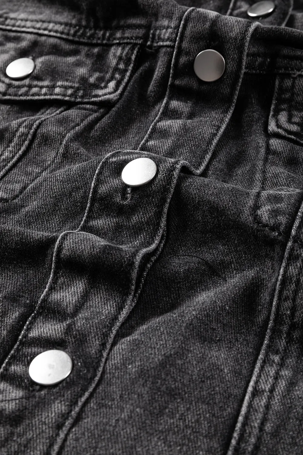 Distressed Drawstring Long Sleeve Hooded Denim Jacket - Image 5