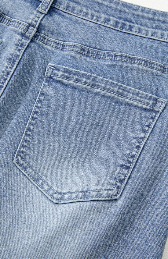 Distressed Raw Hem Heart Denim Skirt - Image 9