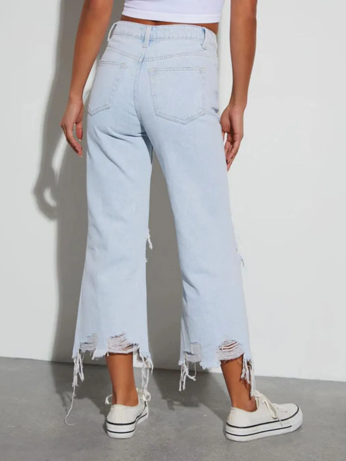 Distressed Raw Hem Jeans - Image 2