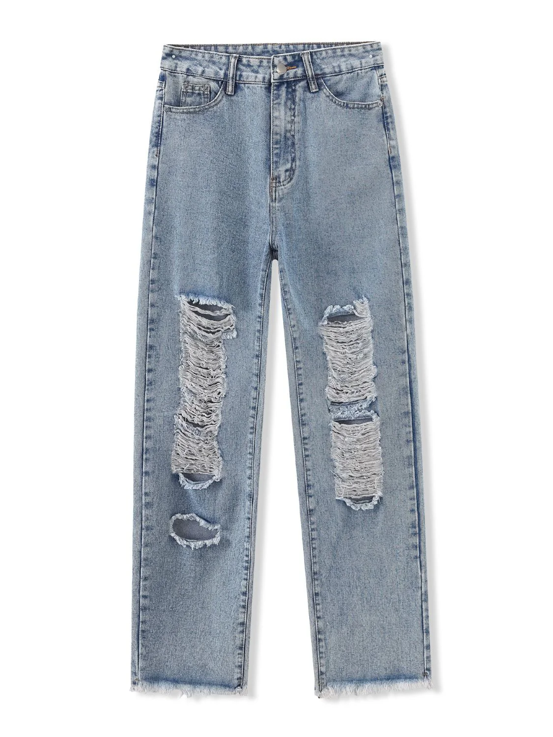Distressed Raw Hem Jeans - Image 4