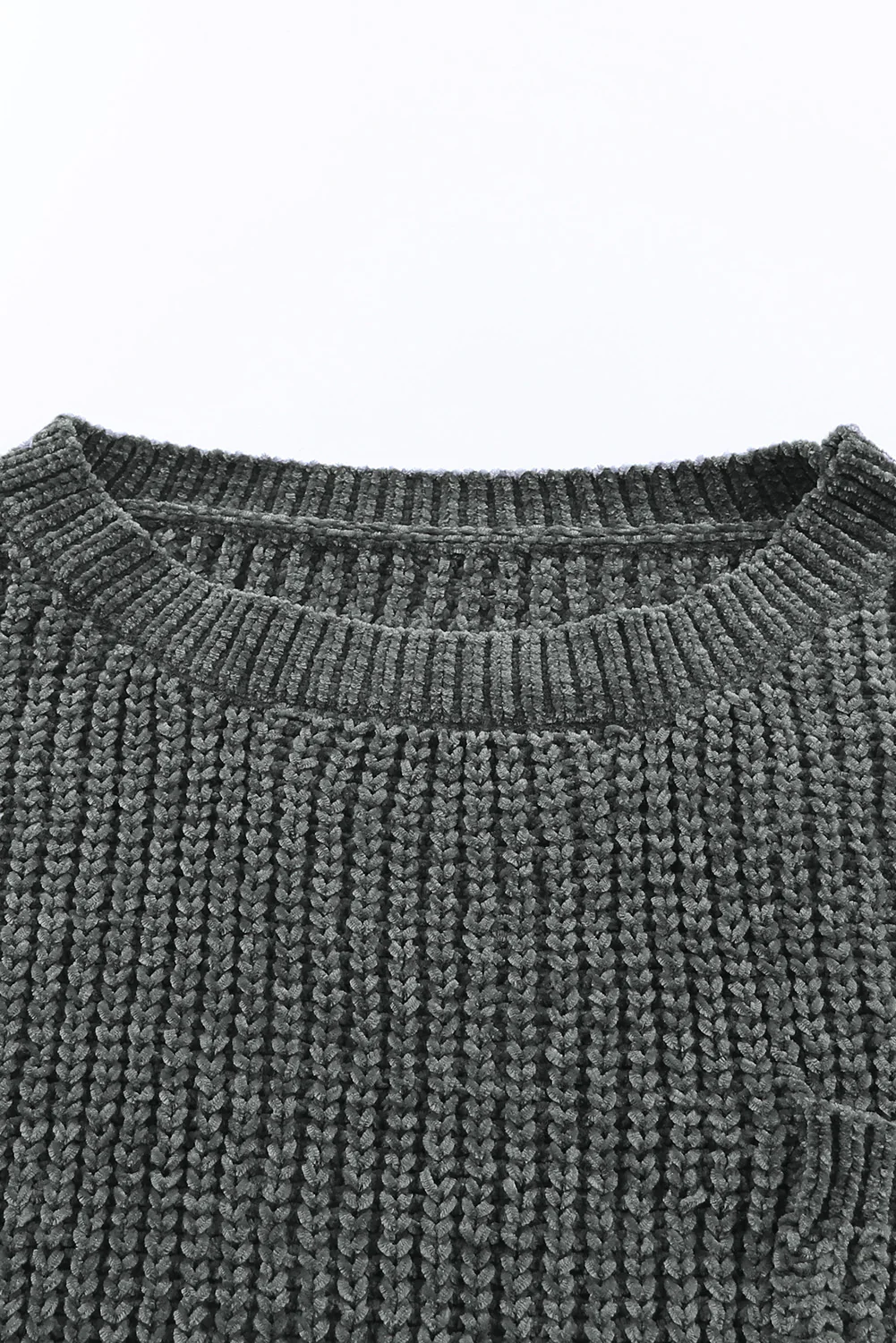Distressed Round Neck Drop Shoulder Sweater - Image 10