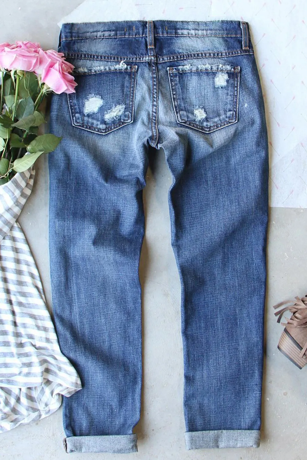 Distressed Sequin Pumpkin Jeans - Image 2