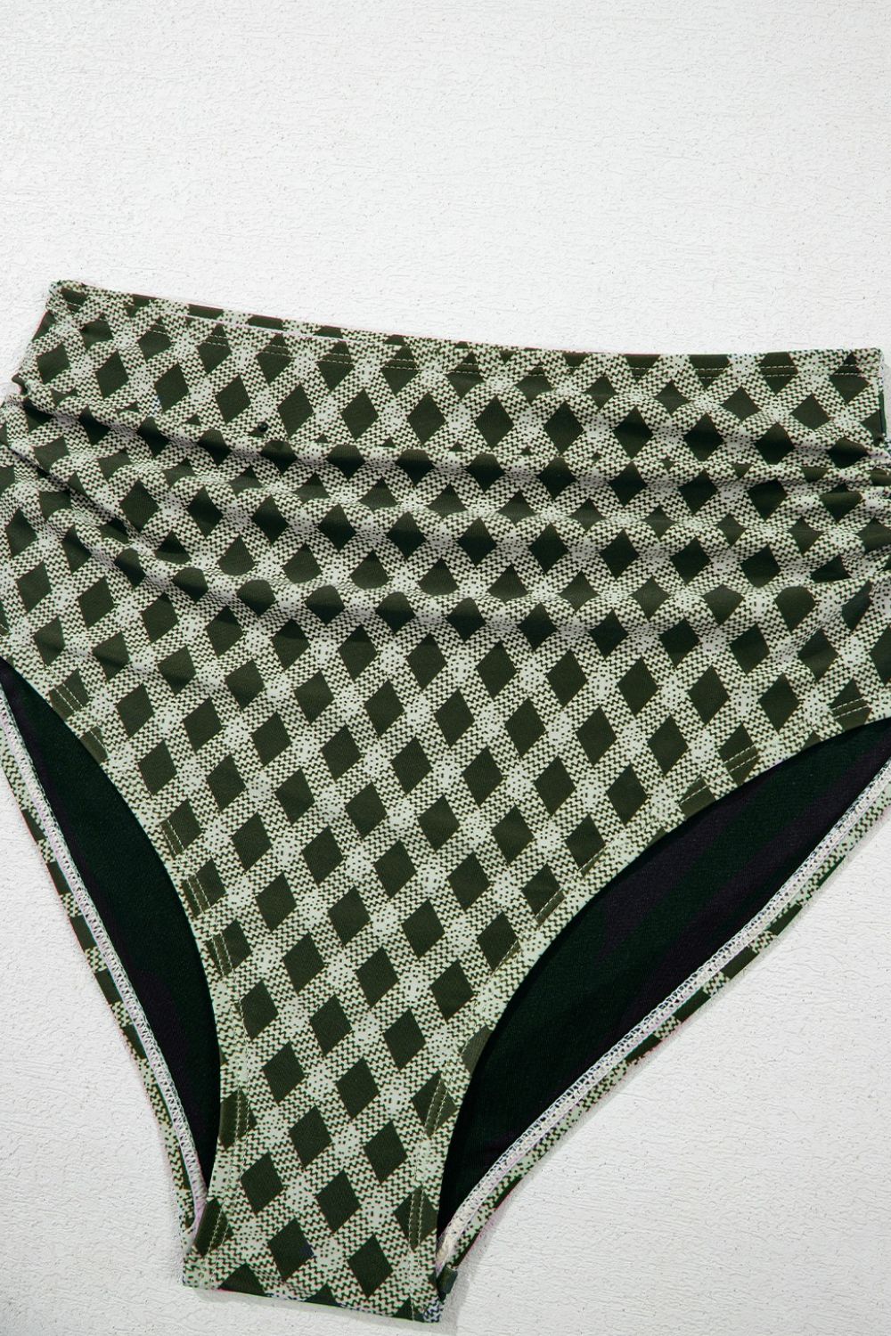 Dotted Mesh Plaid Patchwork High Waisted Swim Set - Image 12