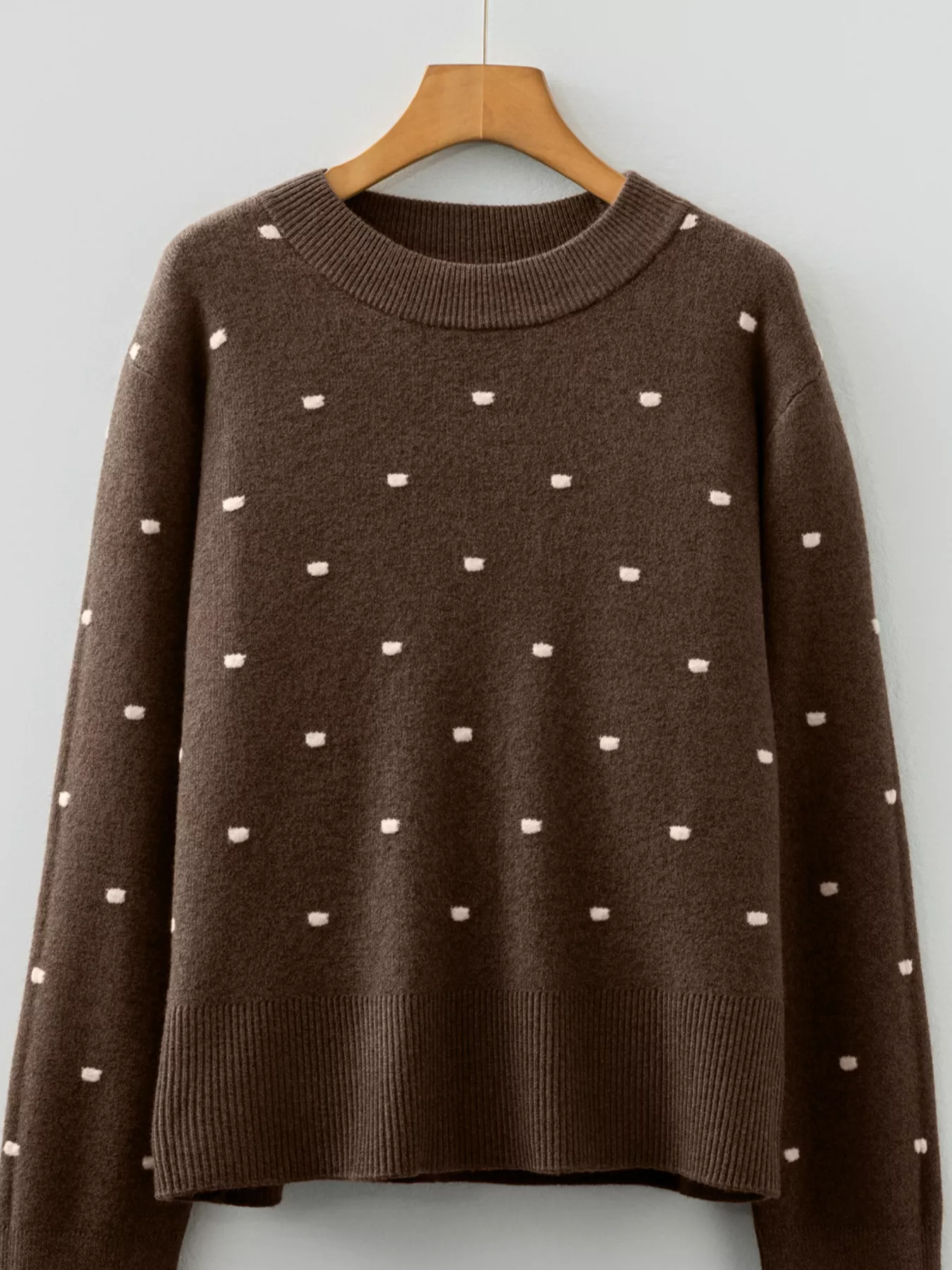Dotted Print Ribbed Edge Knit Sweater - Image 4