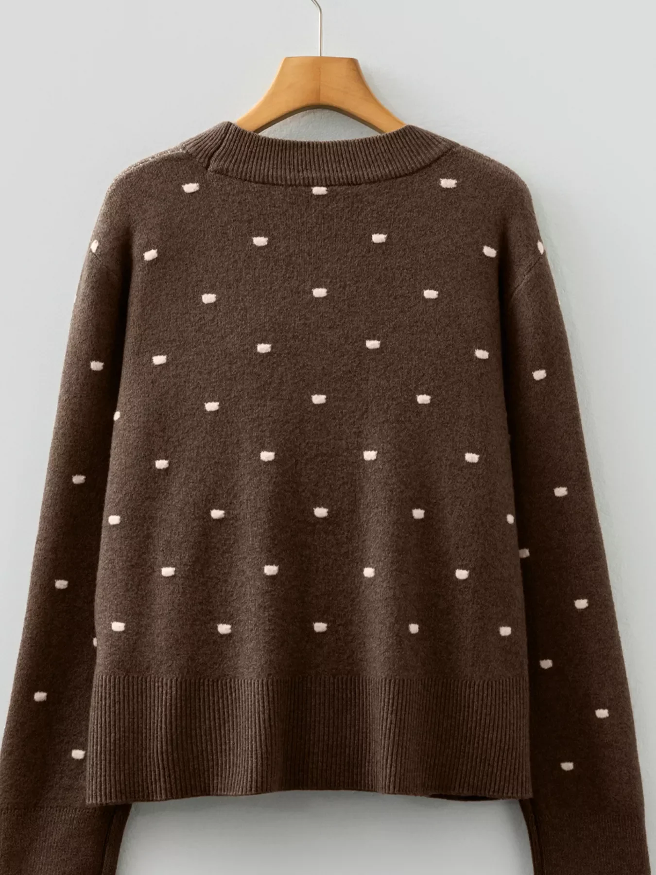 Dotted Print Ribbed Edge Knit Sweater - Image 5