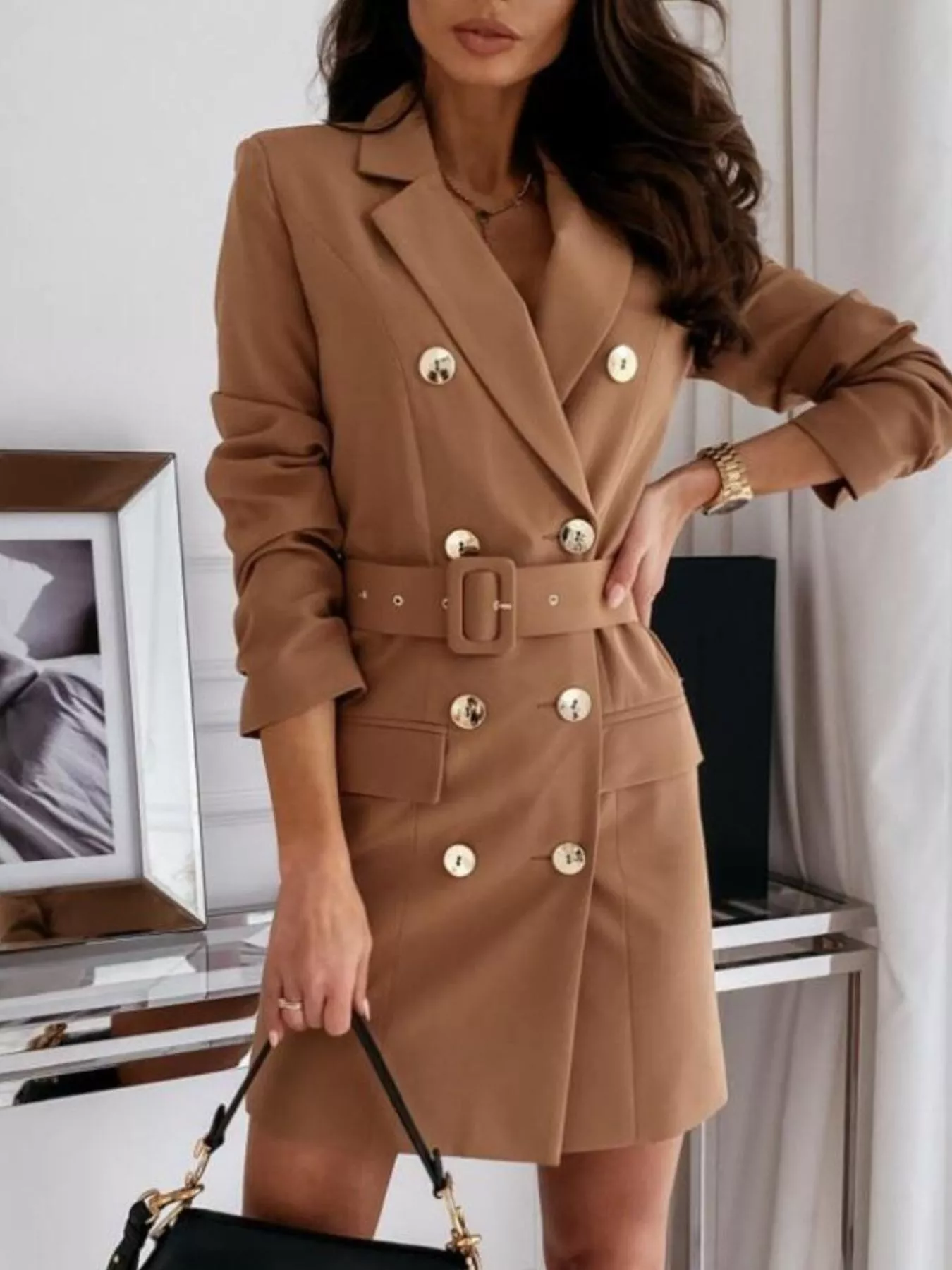 Double-Breasted Belted Blazer Dress - Image 2