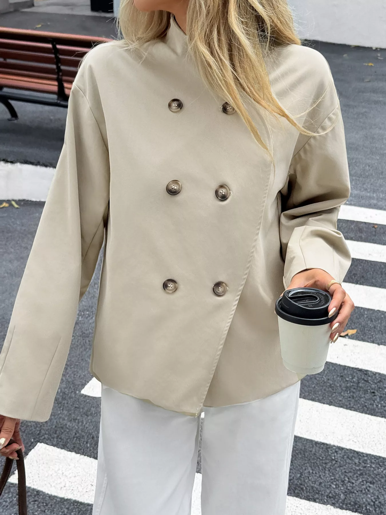 Double-Breasted Long Sleeve Jacket - Image 2