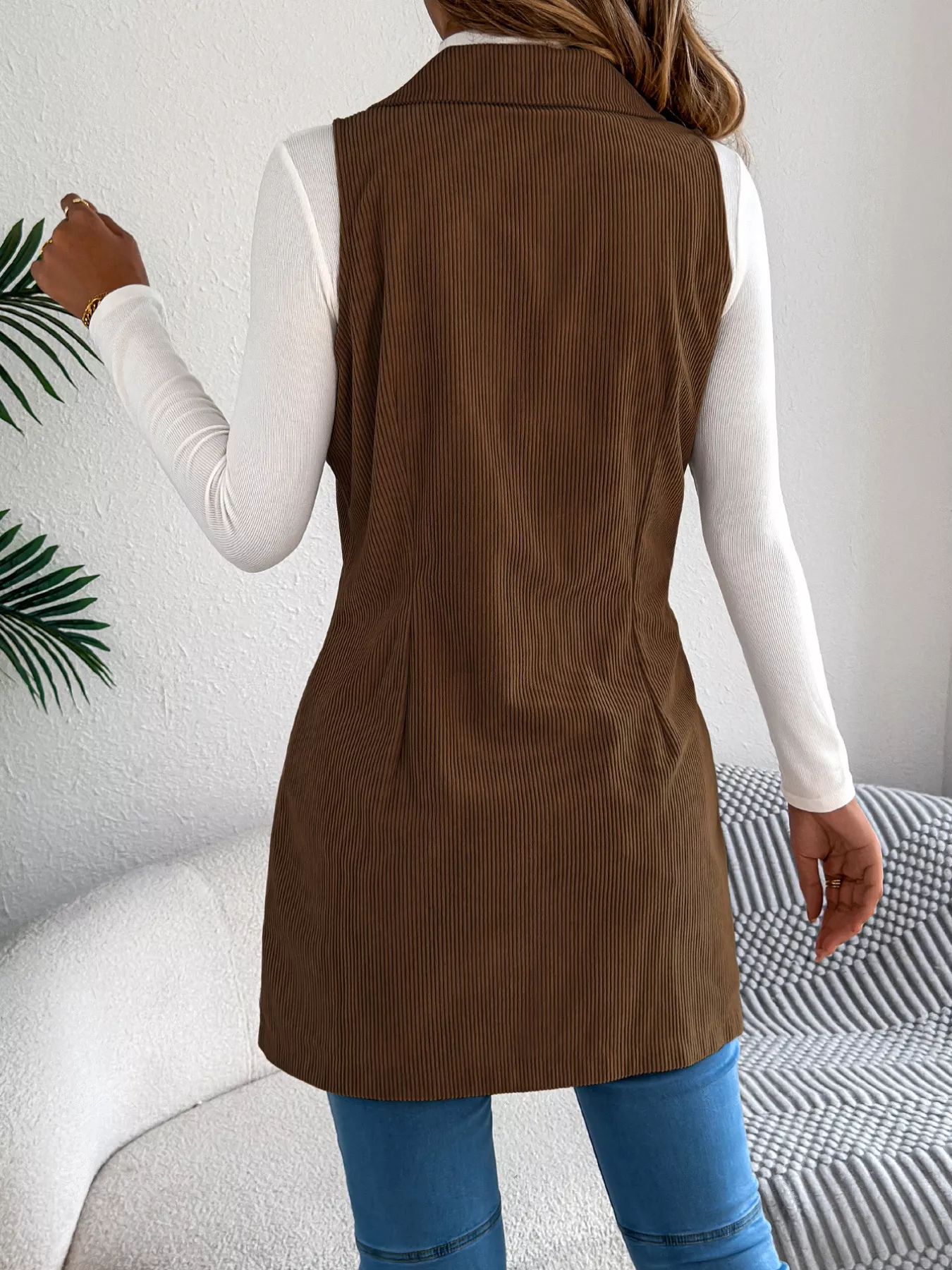 Double-Breasted Long Vest Coat - Image 16