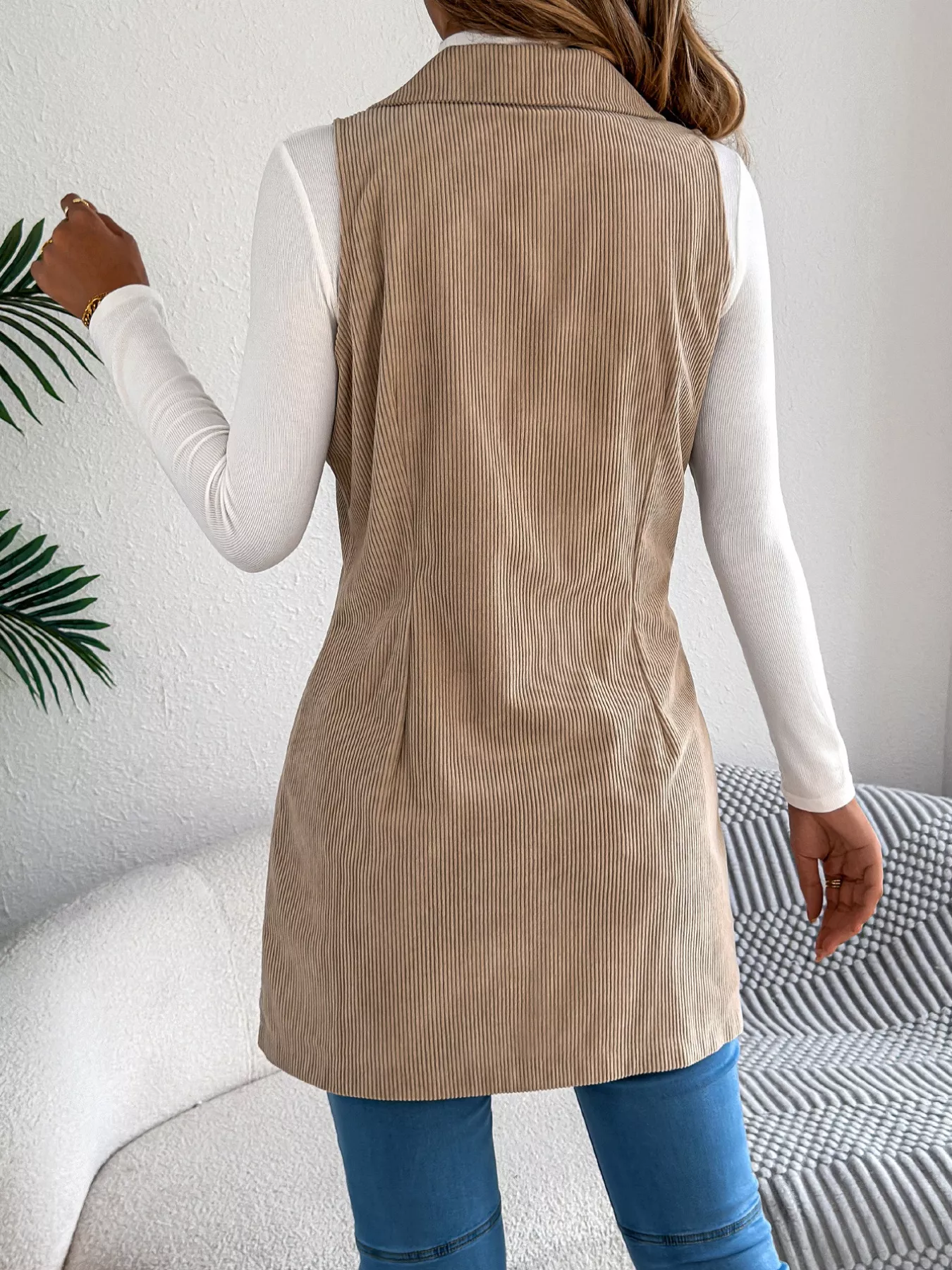 Double-Breasted Long Vest Coat - Image 5