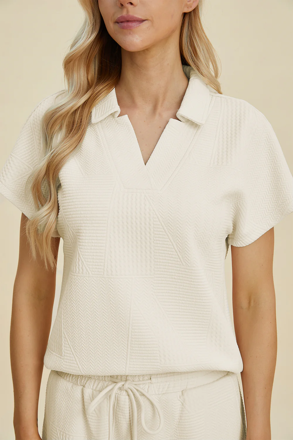 Double Take Full Size Collared Neck Short Sleeve Top and Pants Set - Image 8
