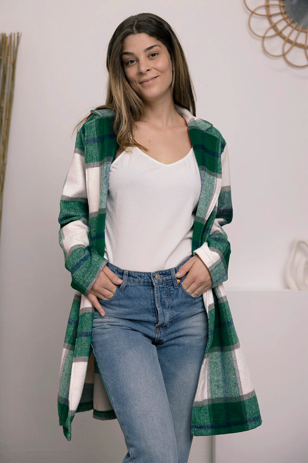 Double Take Full Size Plaid Button Up Lapel Collar Coat - Image 13