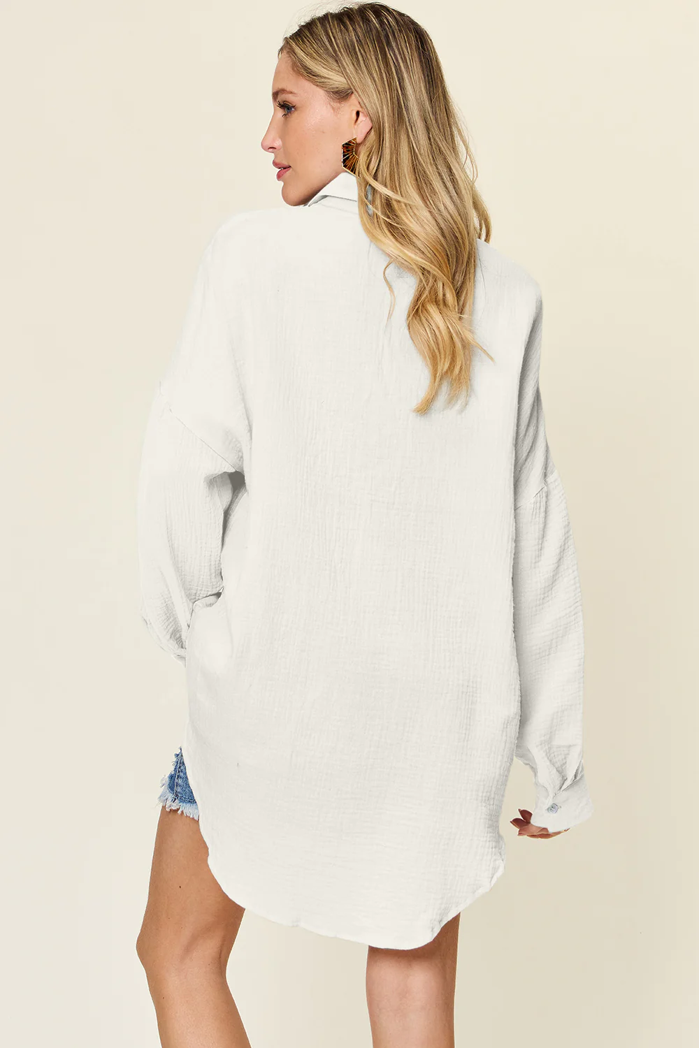Double Take Full Size Pocketed Texture Button Up Shirt - Image 12