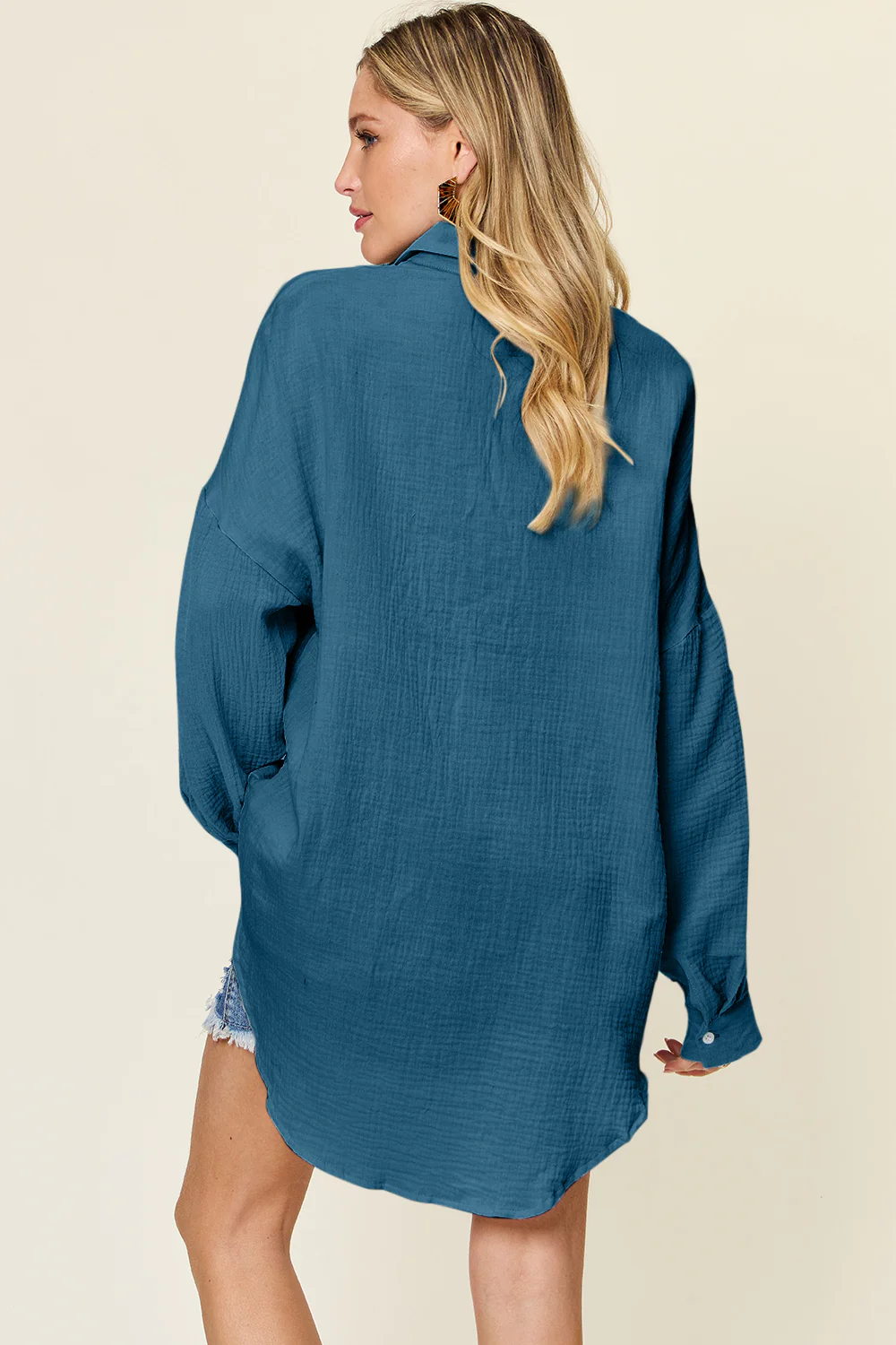Double Take Full Size Pocketed Texture Button Up Shirt - Image 15