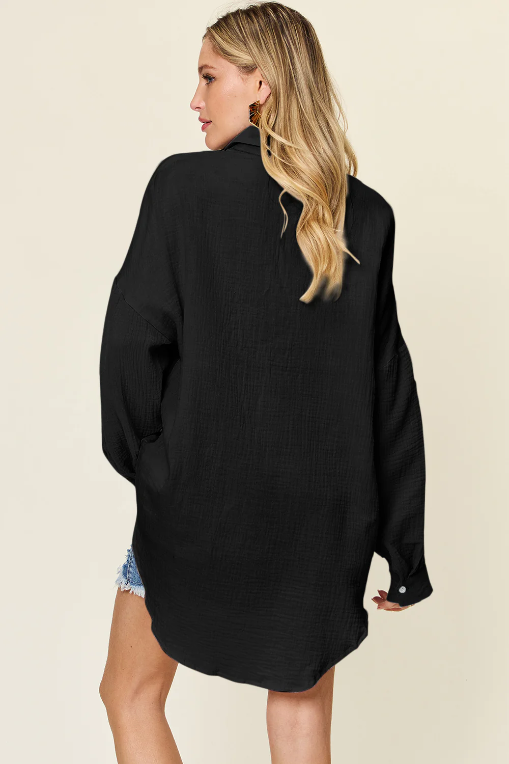 Double Take Full Size Pocketed Texture Button Up Shirt - Image 6