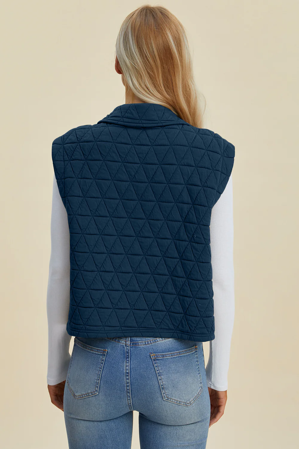 Double Take Full Size Pocketed Texture Snap Down Vest Coat - Image 8