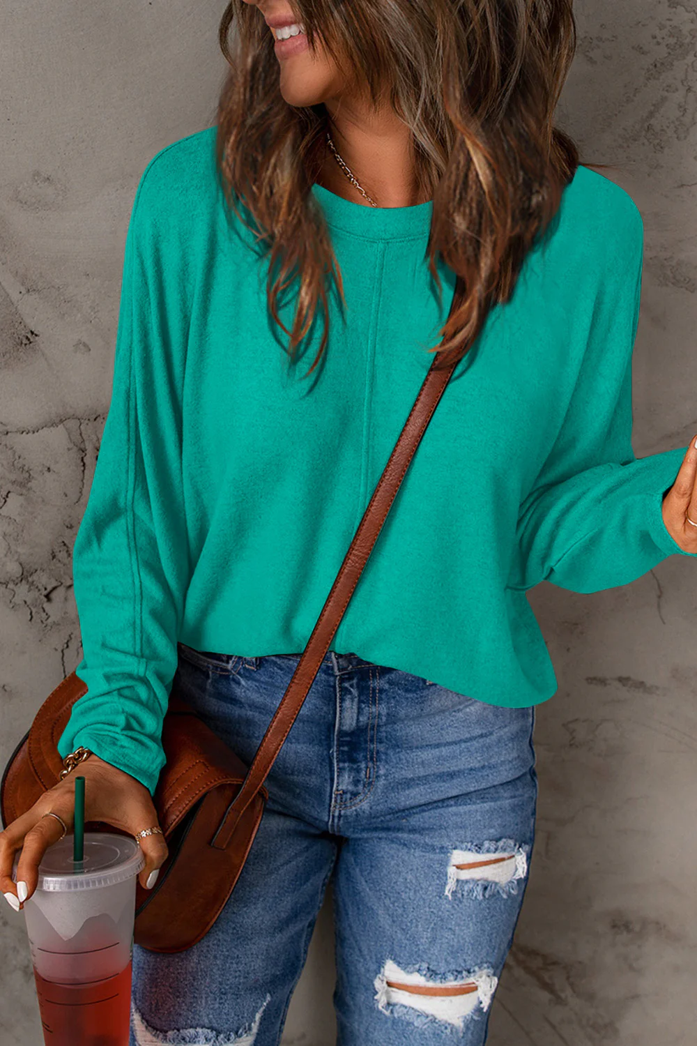 Double Take Full Size Round Neck Long Sleeve T-Shirt - Image 21