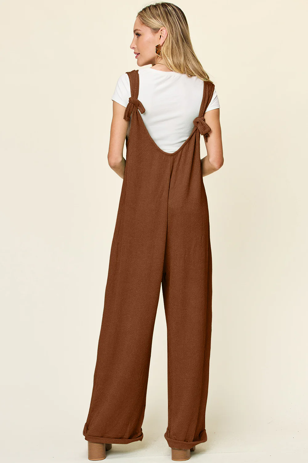 Double Take Full Size Texture Sleeveless Wide Leg Jumpsuit - Image 17