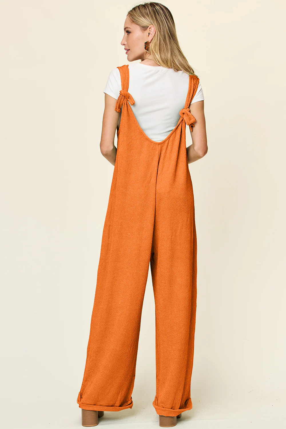 Double Take Full Size Texture Sleeveless Wide Leg Jumpsuit - Image 3
