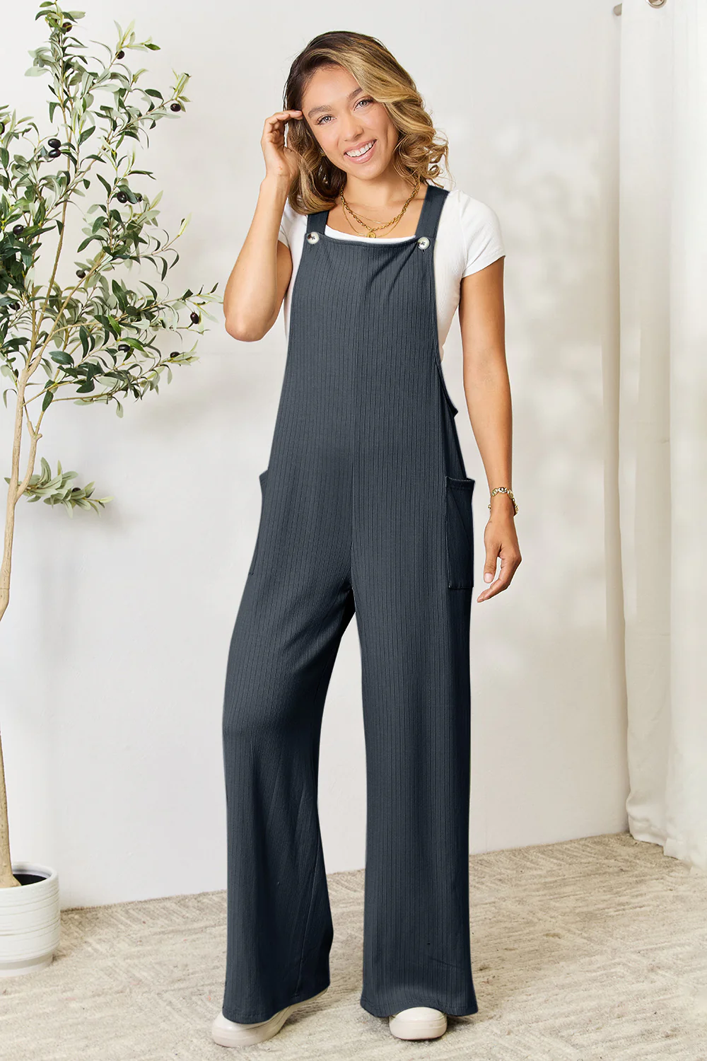Double Take Full Size Wide Strap Overall with Pockets - Image 24
